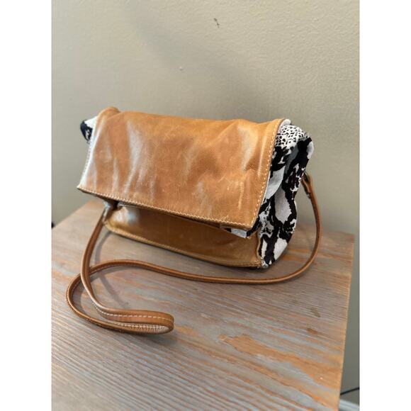 Ceri Hoover Bag Leather and Calf Hair Brown Python Print Clutch Crossbody Bag - Picture 3 of 15